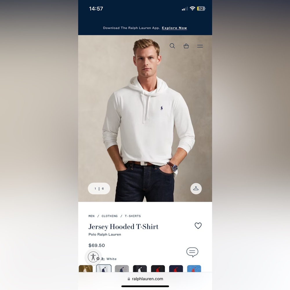 Polo Ralph Lauren solid white hooded shirt